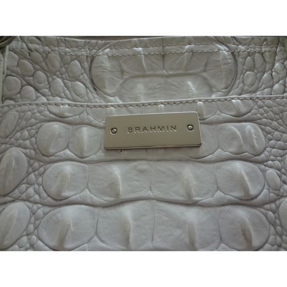 Brahmin Medium Asher Tote and Matching Wallet Croc Embossed Leather Coconut Milk - Picture 7 of 16